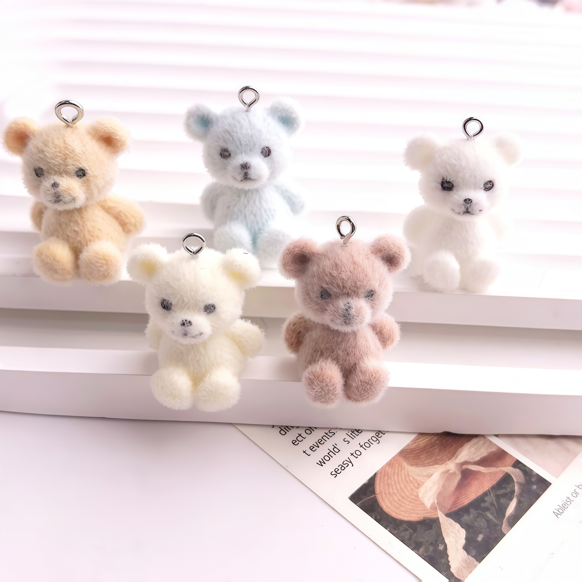 3D Printing Earrings - 5 Stück 3D beflockter Bär Harz