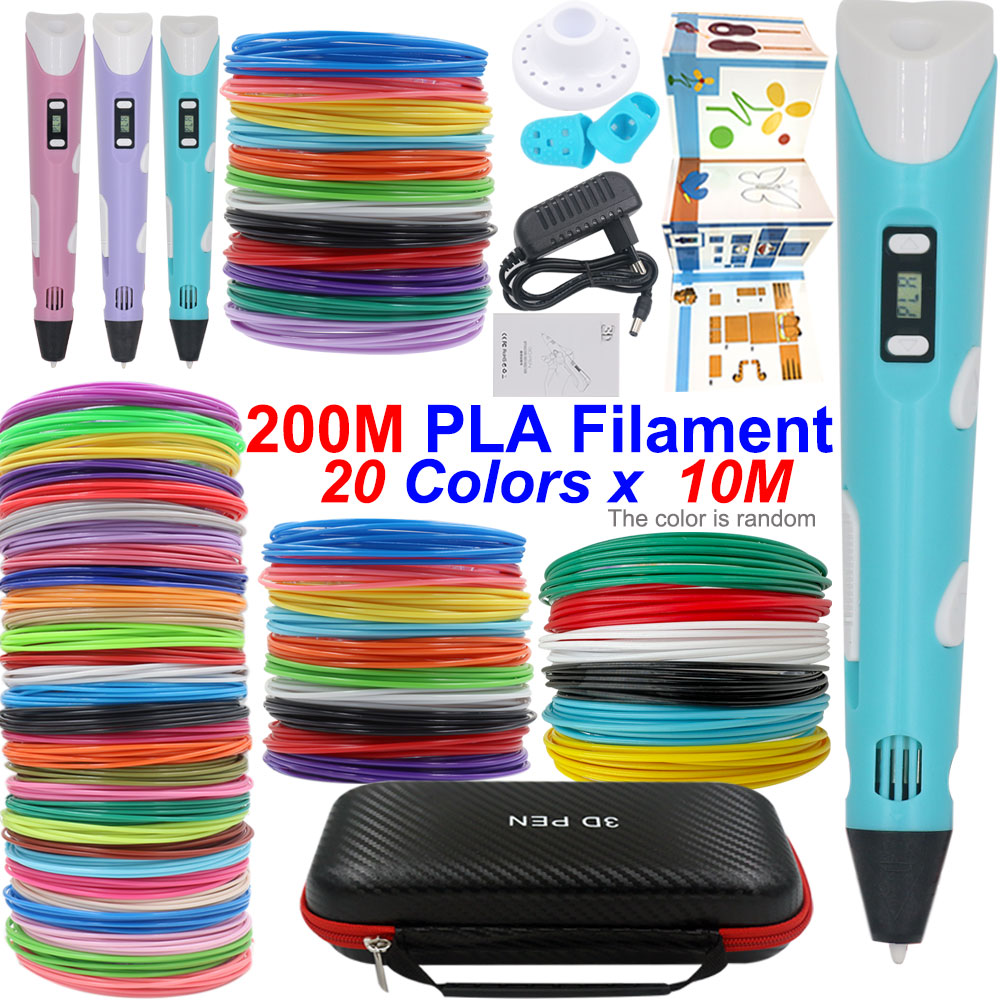 3D Printing Pen For Kids - Bizarre 3D-Druckstift-Set mit LCD-Display, Netzteil, Reiseetui,