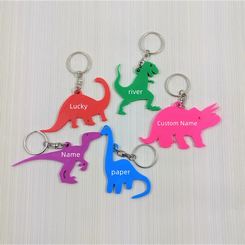 3D Printing Metal - Personalisierte Schlüsselanhänger mit 3D-gedrucktem Dinosaurier-Design, Individuelle