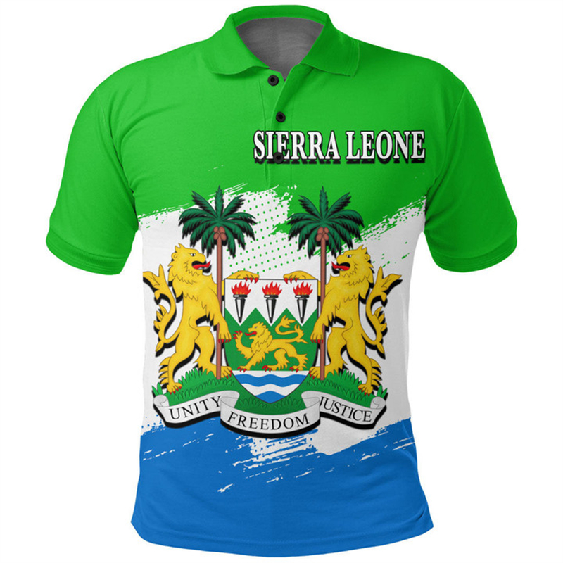 3D Printing Sla - Sierra Leone Flagge Karte 3D-Druck Polo-Shirts