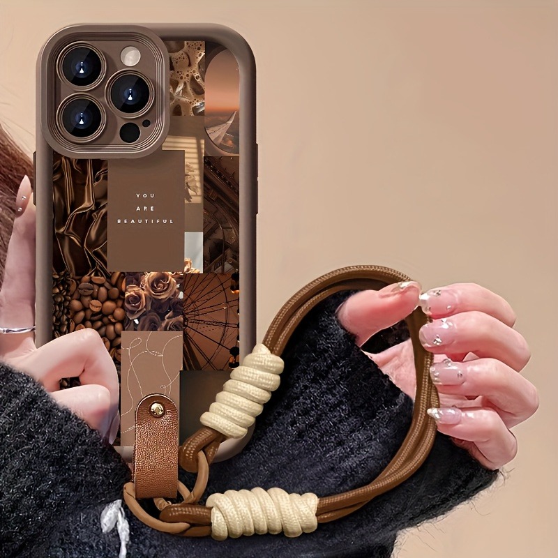 Braune Kaffee-Blumen-Druck-Lan – 3D Printing Iphone Bewertung und Preis