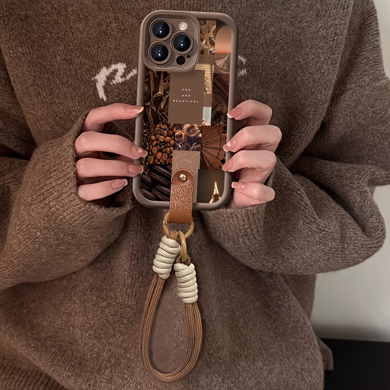 Braune Kaffee-Blumen-Druck-Lan – 3D Printing Iphone Bewertung und Preis